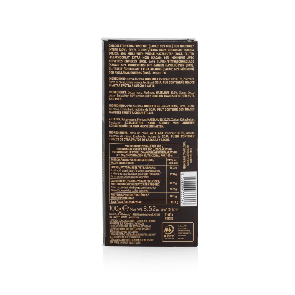 60% Dark Chocolate with Hazelnut Bar 100 g