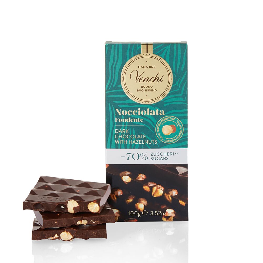 Dark Chocolate Hazelnut -70% Sugars bar 100 g