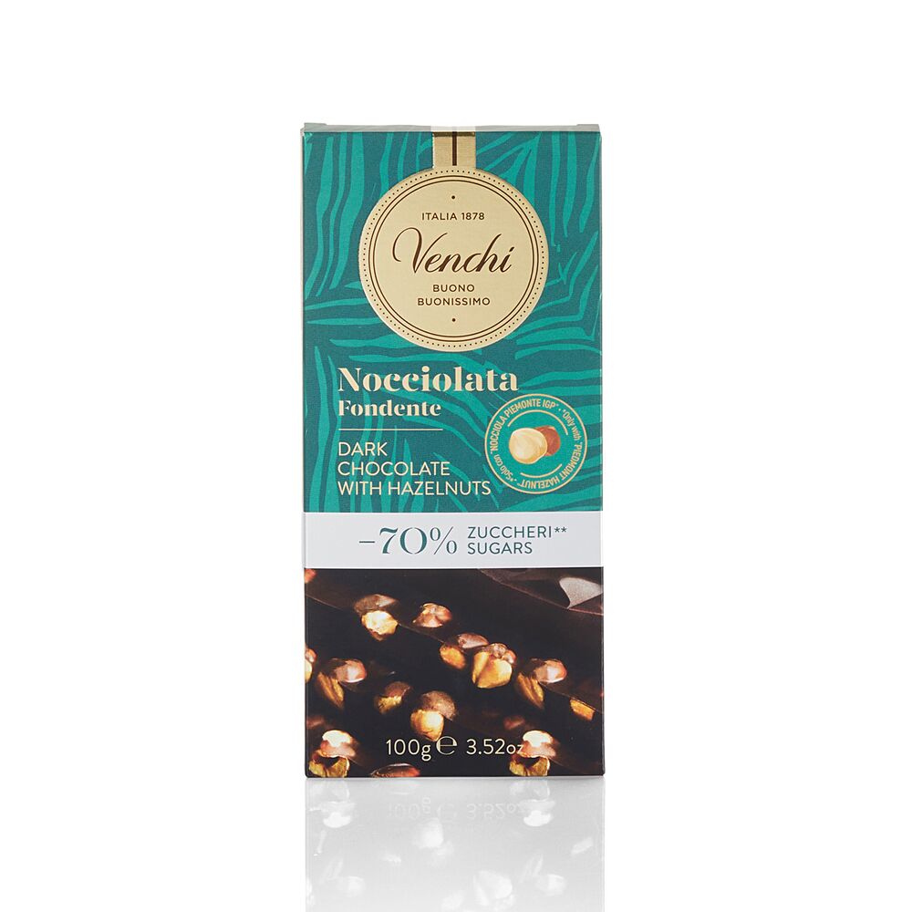 Dark Chocolate Hazelnut -70% Sugars bar 100 g