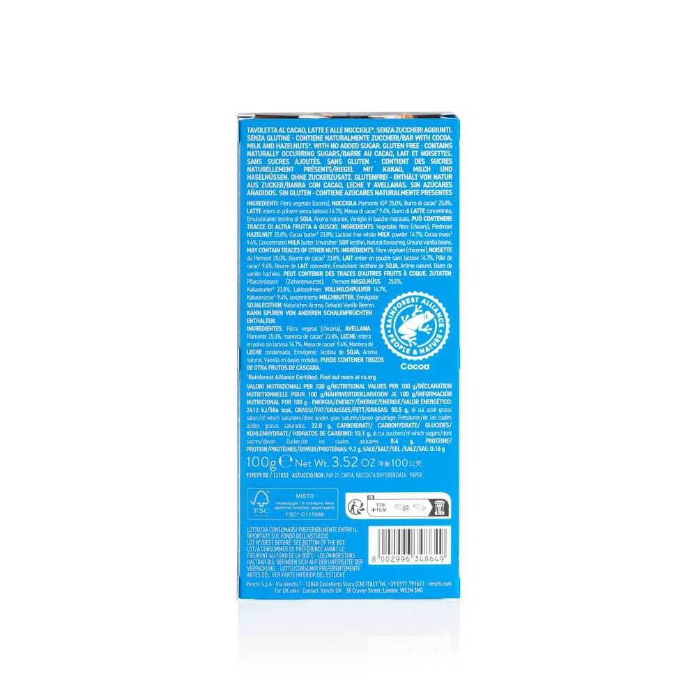 NO Added Sugar Milk Hazelnut Bar 100 g
