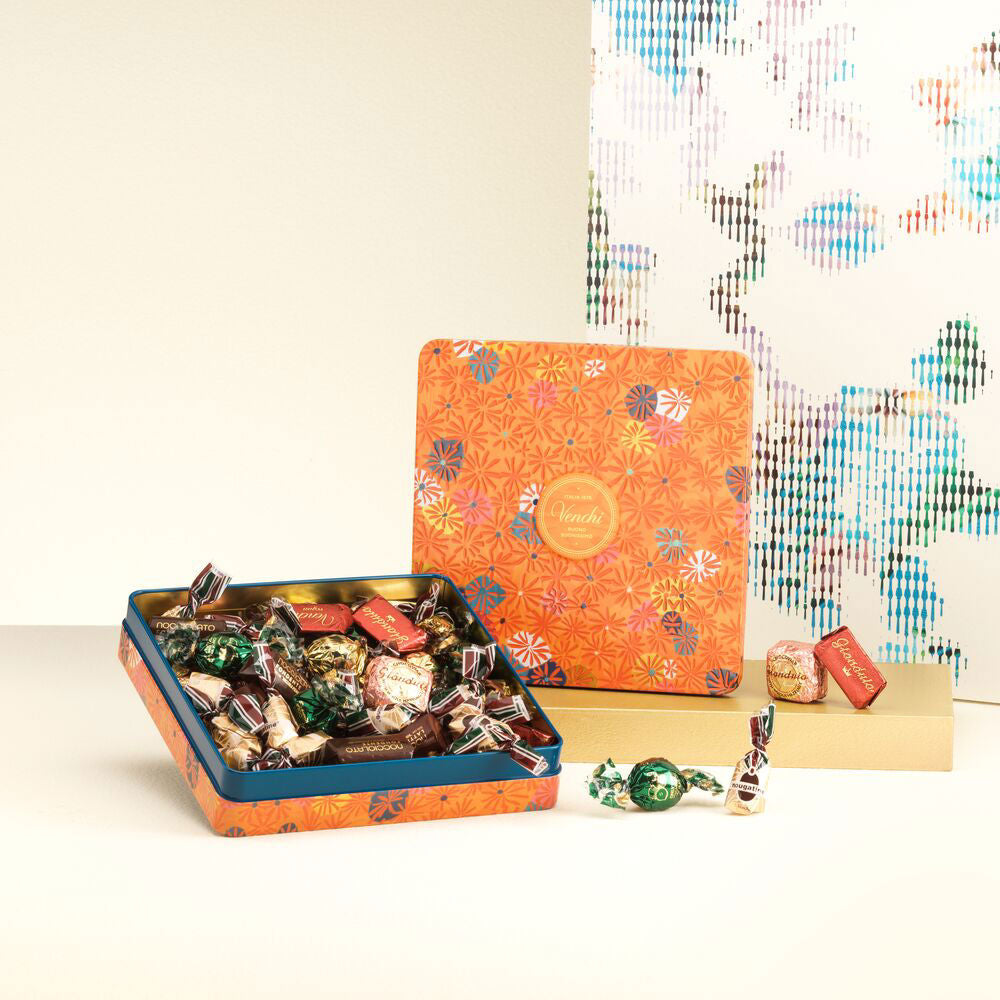 MURRINE ORANGE MAXI TIN WITH ASSORTED CHOCOLATES