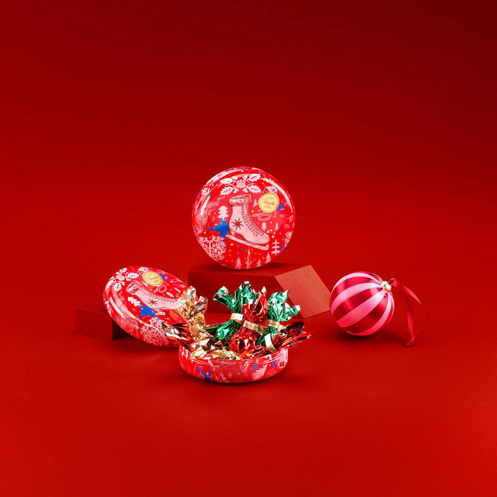 ROUND METAL TIN ANNA HIGGIE ASSORTED CHOCOLATES